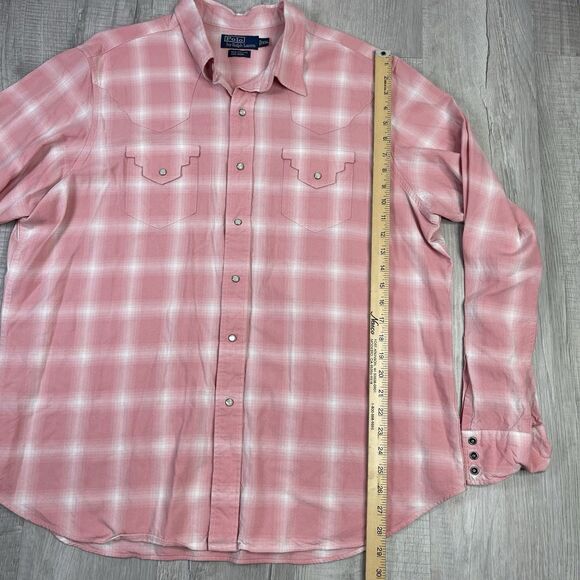 Vintage Polo Ralph Lauren Shadow Plaid Pearl Snap Western Shirt Wool RRL 2XL U - Picture 6 of 8